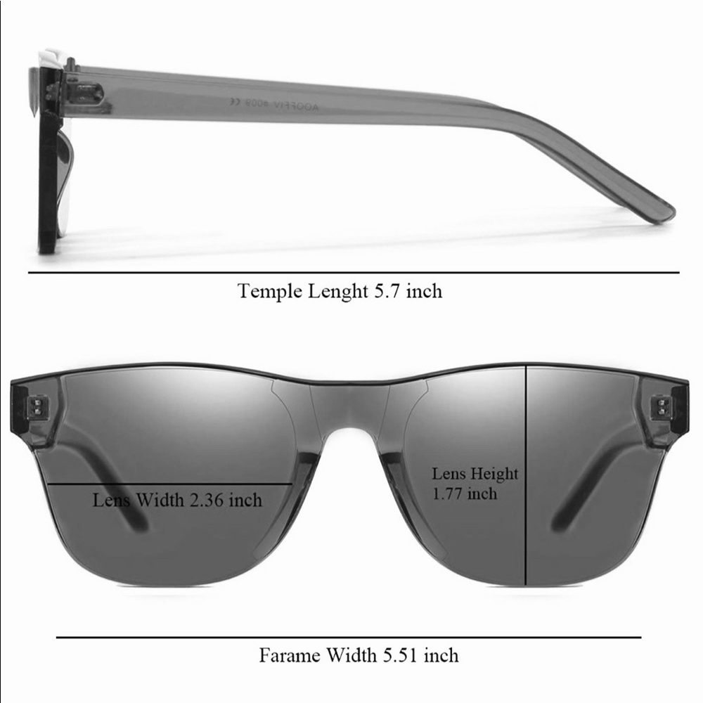 Rimless Wayfarer Sunglasses Retro Orange Classic - Picture 6 of 6